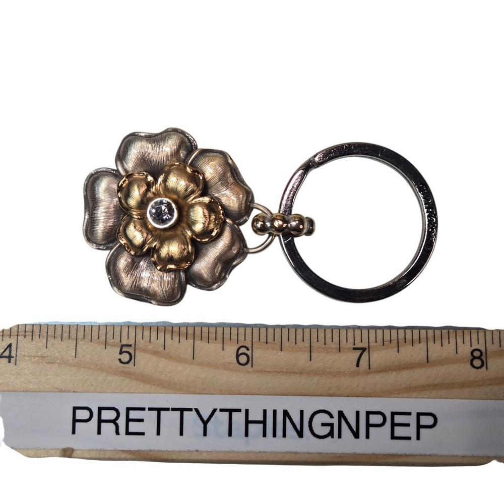 Brighton Key Chain Botanical Flower Key Fob Keychain Silvertone Goldtone Floral - Picture 5 of 7